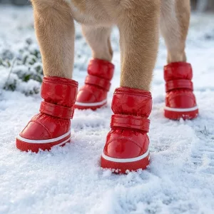 4pcs Waterproof Dog Snow Boots Warm Winter Shoes